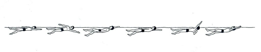 Zeichnung zum Rückenschwimmen, Gesamtbewegung