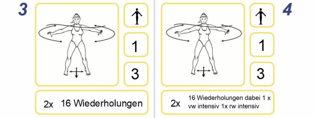 Übungen 3 und 4 für den Hauptteil in einem 15 Minuten Aquafitness-Übungsprogramm